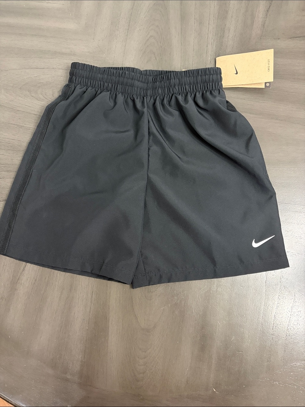 Nike Women’s Black Dri-Fit Athletic Shorts with White Swoosh